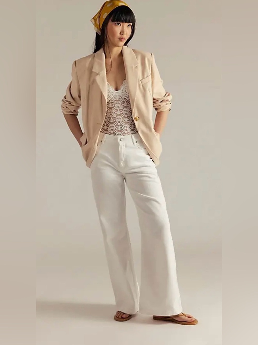 Free People We The Free Stride Straight 'N Wide Jeans White